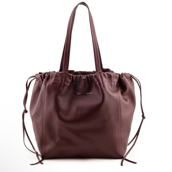 Celine Burgundy Calfskin Small Coulisse Tote - Picture 1 of 10